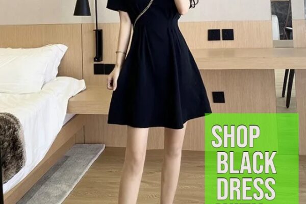 shop black dress with white collar